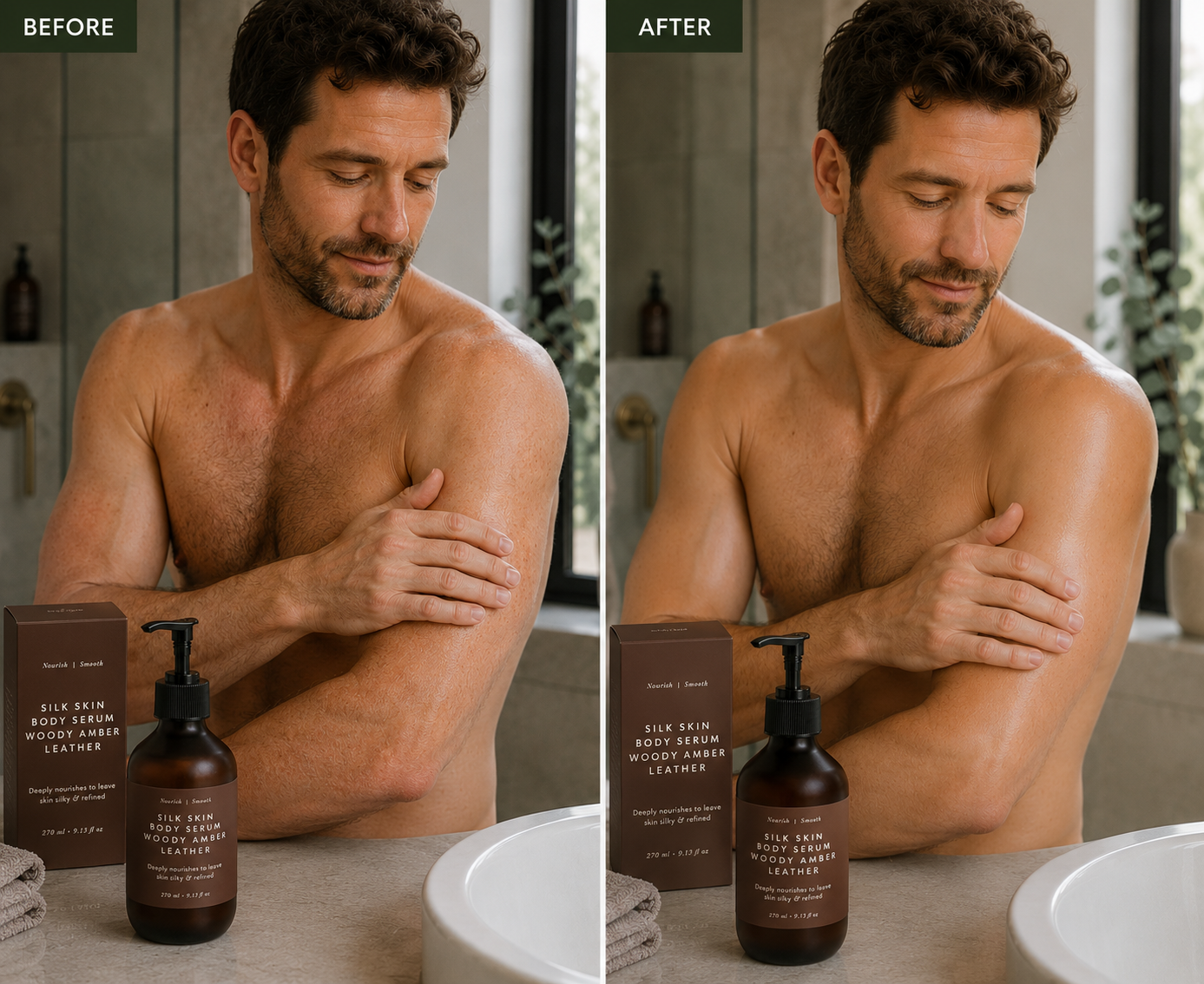 Silk Skin Body Serum, Woody Amber & Leather