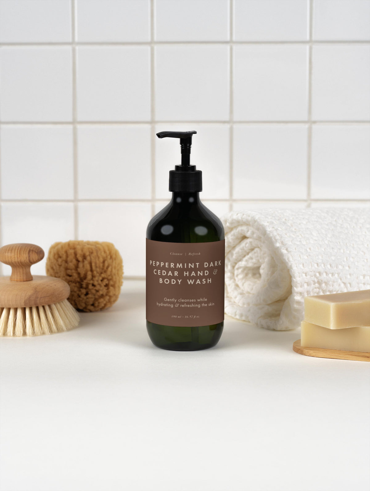 Hand & Body Wash, Peppermint & Dark Cedar