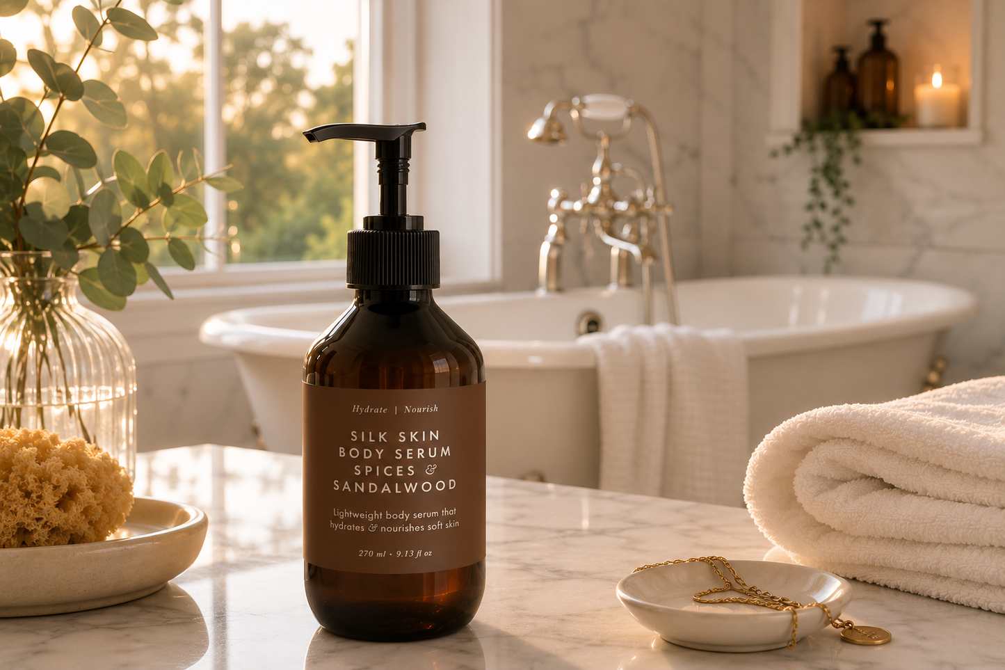 Silk Skin Body Serum, Spices & Sandalwood